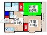 シャト－花水木 2DKの間取り