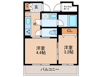 間取図 ドゥーエ大鳥居WEST