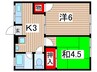シティハイムファニー１ 2Kの間取り