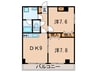 シャンテ　ルミエール 2DKの間取り