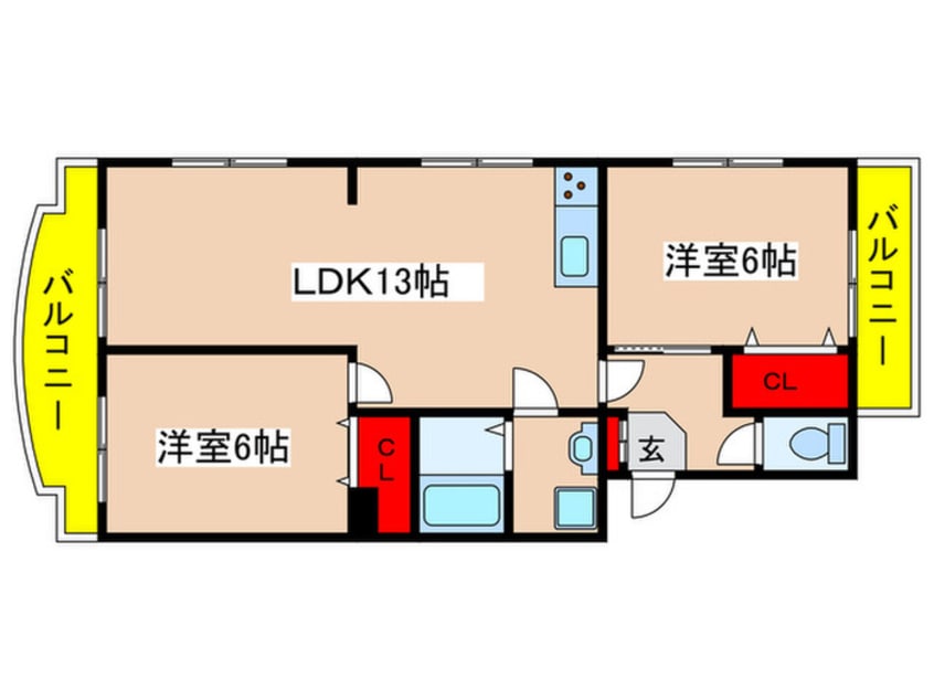 間取図 リバ－ハイツ麻生