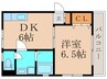 メイプル城山 1DKの間取り
