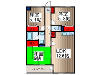 間取図 クイーンズ・ヴィラ武蔵浦和