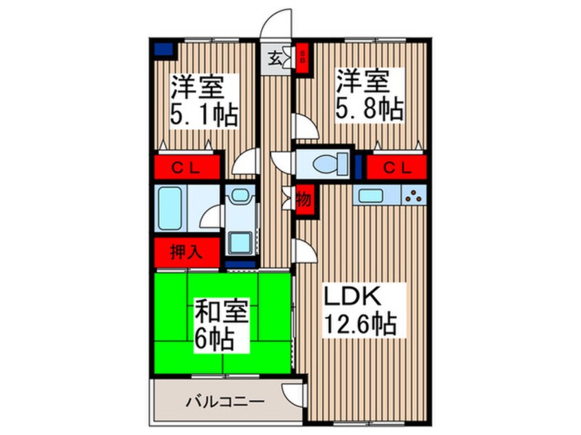 間取図 クイーンズ・ヴィラ武蔵浦和