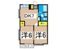 第二グレイスヨシハラ 2DKの間取り