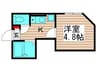 レクラン五反野 1Kの間取り