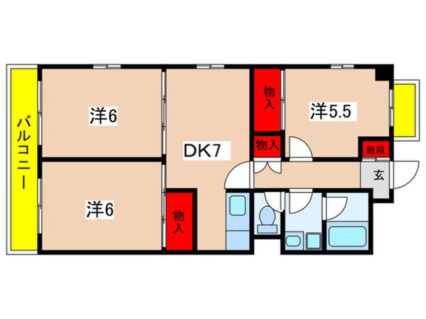 間取図 サンヒルズ潮見台（401）