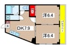 パレスミユキ１０番館 2DKの間取り