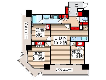 間取図 ﾊﾟｰｸｼﾃｨ柏の葉ｷｬﾝﾊﾟｽ ｻﾞ･ｹﾞｰﾄﾀﾜｰ