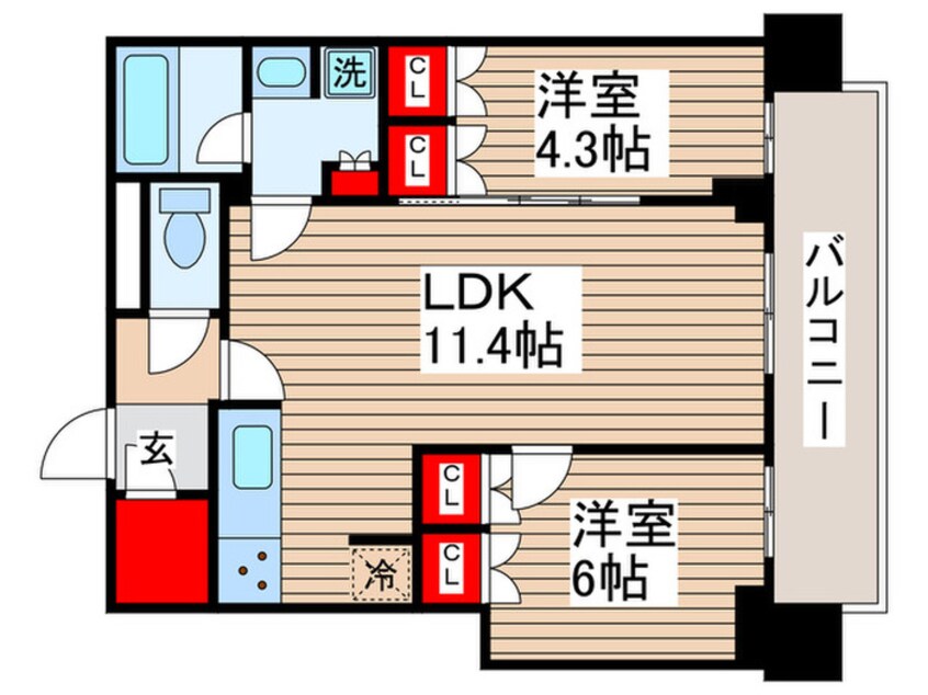 間取図 ﾊﾟｰｸｼﾃｨ柏の葉ｷｬﾝﾊﾟｽ ｻﾞ･ｹﾞｰﾄﾀﾜｰ