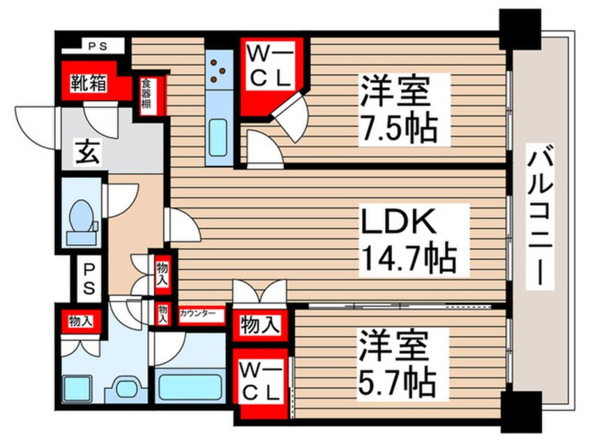 間取図 ﾊﾟｰｸｼﾃｨ柏の葉ｷｬﾝﾊﾟｽ ｻﾞ･ｹﾞｰﾄﾀﾜｰ