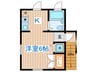 蔵２ 1Kの間取り