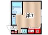マリオン国立 1Rの間取り