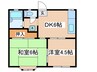 ベルハイムⅡ 2DKの間取り
