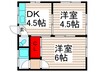 栗原マンサ－ド 2DKの間取り