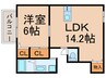 プルームガーデンⅠ 1LDKの間取り