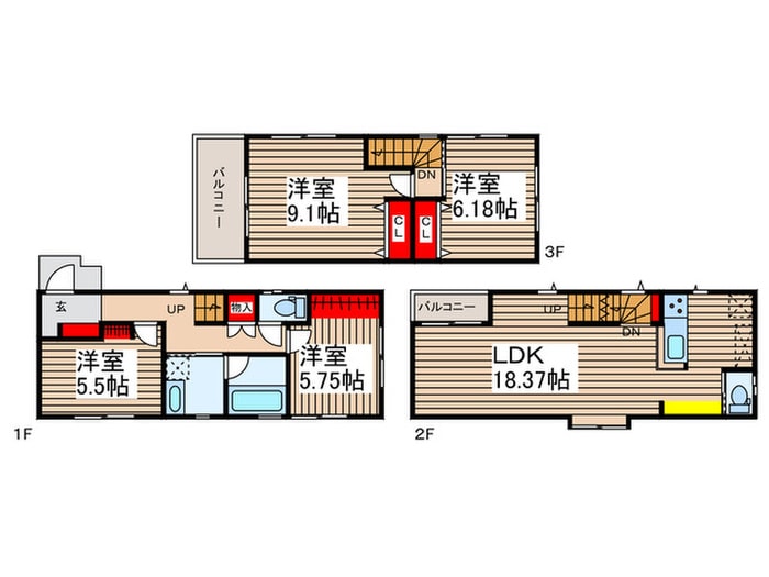 間取り図 仮)鶴瀬東二丁目戸建