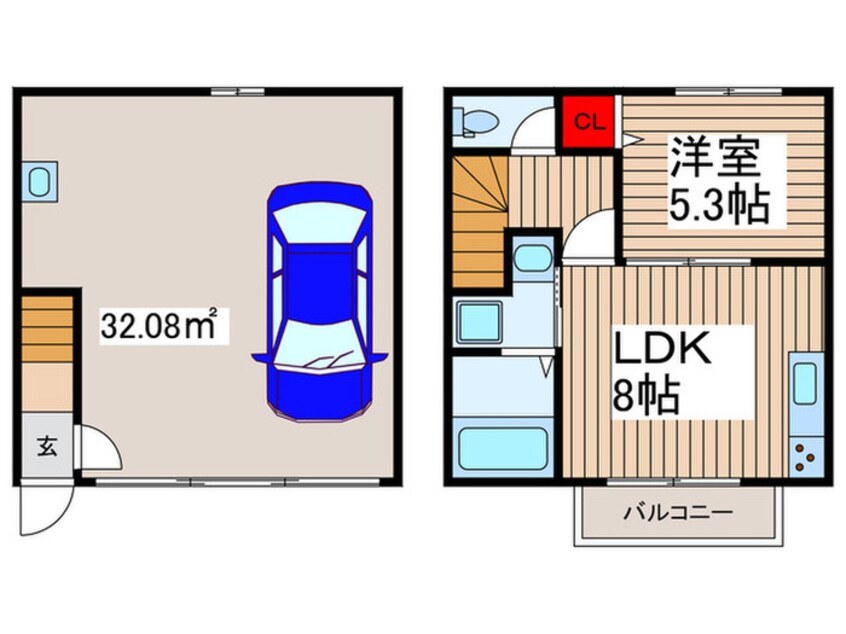 間取図 ﾌﾟﾚﾐｱﾑｶﾞﾚｰｼﾞﾊｳｽ和光市南A