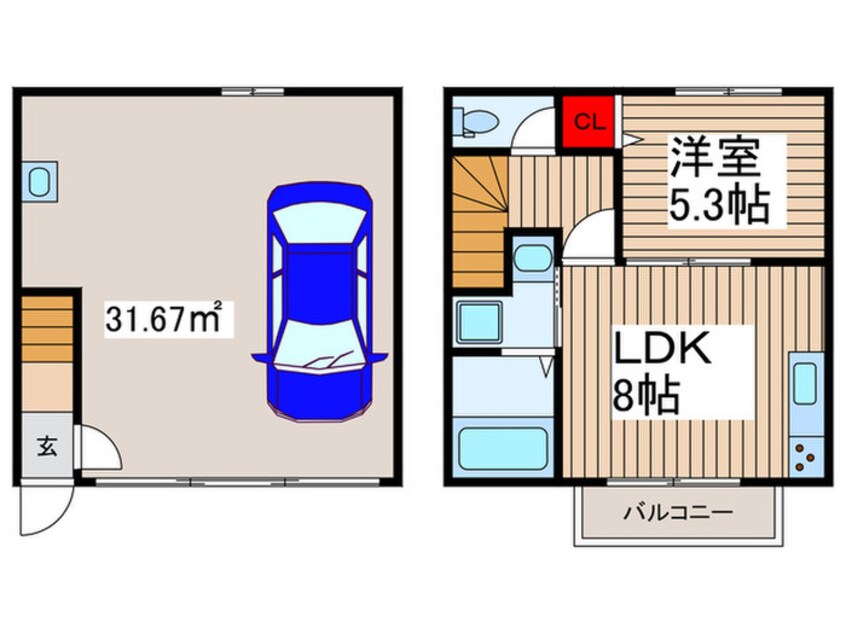 間取図 ﾌﾟﾚﾐｱﾑｶﾞﾚｰｼﾞﾊｳｽ和光市南A