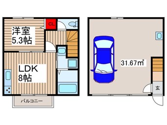 間取図 ﾌﾟﾚﾐｱﾑｶﾞﾚｰｼﾞﾊｳｽ和光市南B