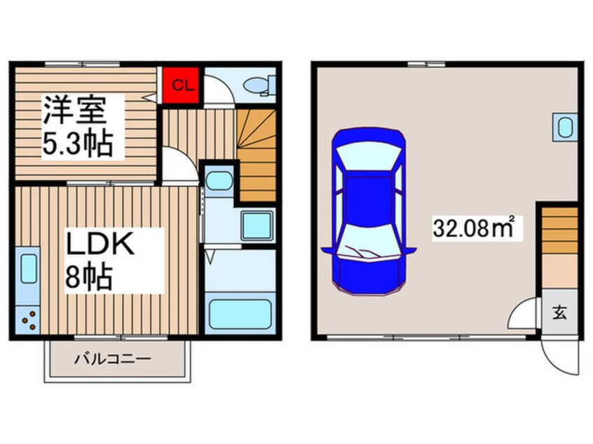 間取図 ﾌﾟﾚﾐｱﾑｶﾞﾚｰｼﾞﾊｳｽ和光市南B