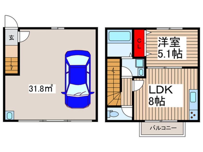 間取図 ﾌﾟﾚﾐｱﾑｶﾞﾚｰｼﾞﾊｳｽ和光市南C