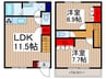 ＵＲＢＡＮ　ＤＥＬＩＧＨＴ 2LDKの間取り
