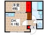 フェリシティ越谷 1DKの間取り
