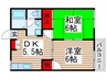 ＰＥＡＲメゾンド－ルＢ棟 2DKの間取り