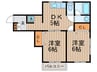 コ－ポ仲田 2DKの間取り