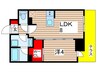 リテラス住吉 1LDKの間取り