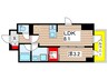 リテラス住吉 1LDKの間取り