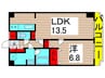 綾東ヴィレヂ弐番館 1LDKの間取り