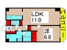 綾東ヴィレヂ弐番館 1LDKの間取り