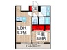 リーブルファイン東宮原 1LDKの間取り