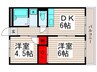 スマイルハイツ栗原 2DKの間取り