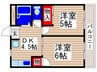 モンシャトー石神井成和 2DKの間取り