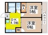 モンシャトー石神井成和 2DKの間取り