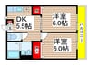 メゾンダジュール8番館 2DKの間取り