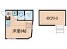 ユナイト岸谷ベネディット 1Rの間取り