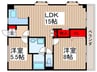 ハイネス大野 2LDKの間取り