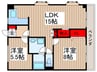 ハイネス大野 2LDKの間取り