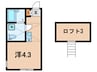 ブランドール北見方 1Rの間取り