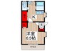 前川第二コーポ 1Kの間取り