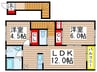 ブリーズ東海神B 2LDKの間取り