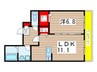 メイ　アジュール登戸 1LDKの間取り