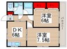 アーバンハイム大新 2DKの間取り