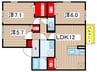 クリスタル　フロ－ラ 3LDKの間取り