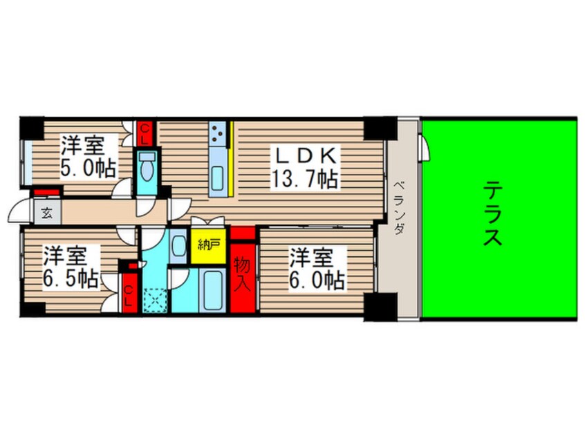 間取図 藤和ｼﾃｨﾎｰﾑｽﾞ市川原木（105）