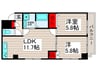 第一スカイハイツ足立 2LDKの間取り